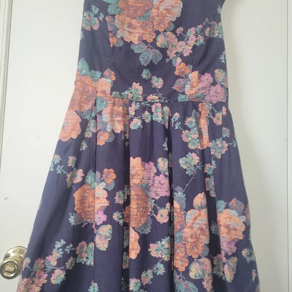 American Rag Floral Midi Dress - Navy and Orange - Picture 2 of 5